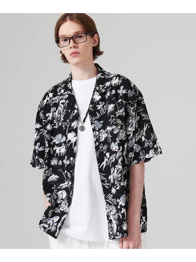 Open collar Hawaiian shirt black - GO STREET - BALAAN 2