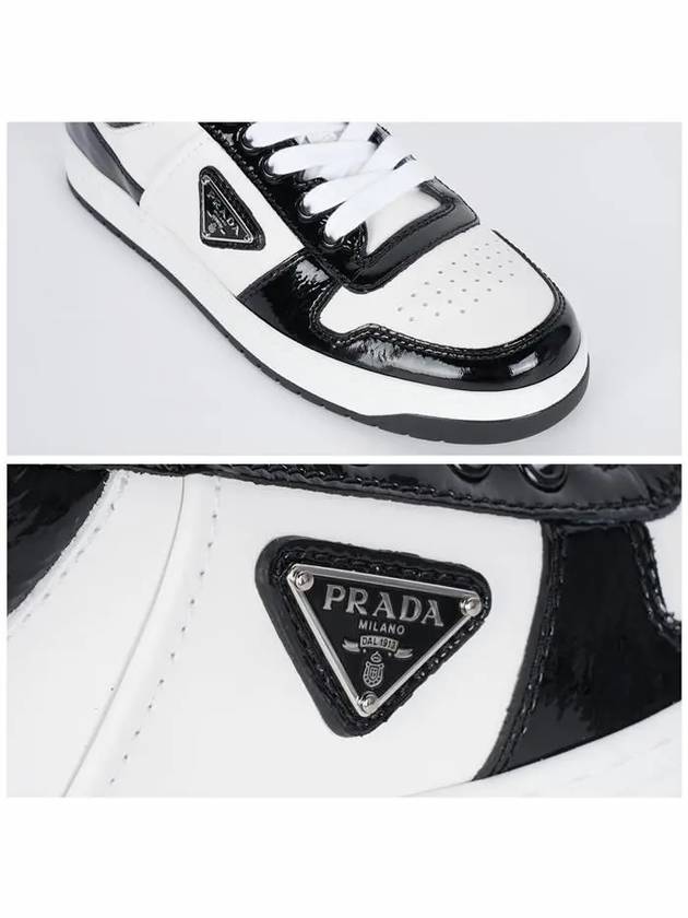 Downtown Leather Low Top Sneakers Black White - PRADA - BALAAN 6