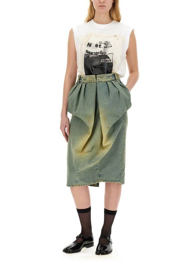 Denim Ruffle H-Line Skirt Dirty Wash - MAISON MARGIELA - BALAAN 3