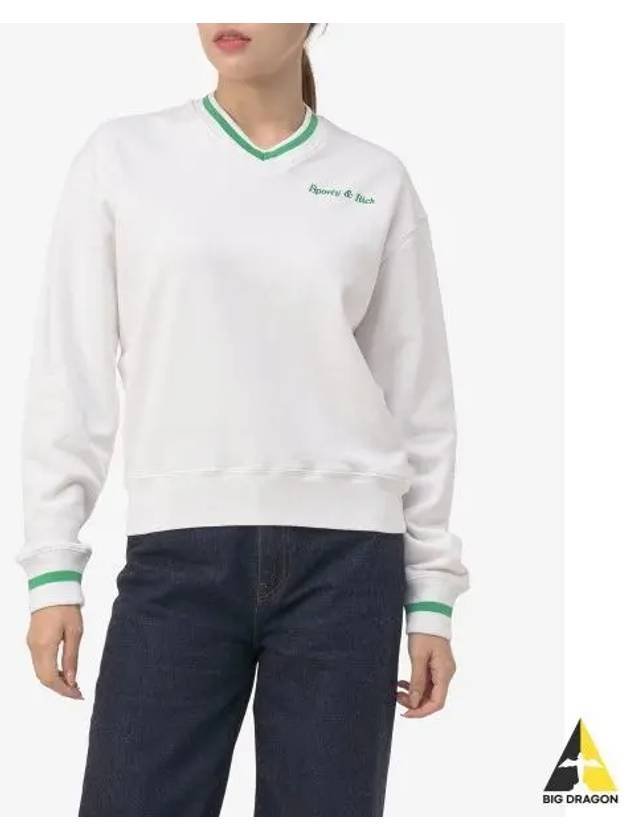 Embroidery Logo V-neck Cotton Sweatshirt White - SPORTY & RICH - BALAAN 2