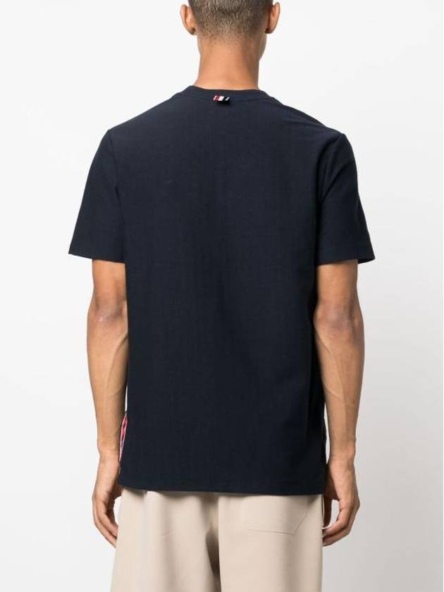 RWB Stripe Cotton Short Sleeve T-shirt Navy - THOM BROWNE - BALAAN 3