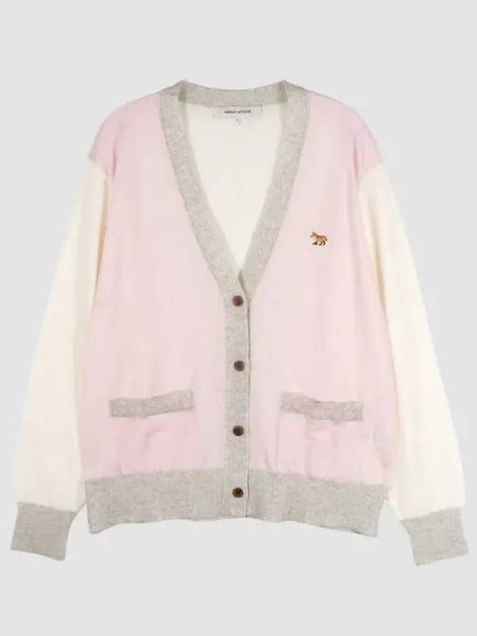 Baby Fox Patch Color Block Cardigan Pale Pink - MAISON KITSUNE - BALAAN 2