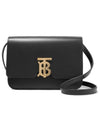 TB Logo Medium Leather Cross Bag Black - BURBERRY - BALAAN 1