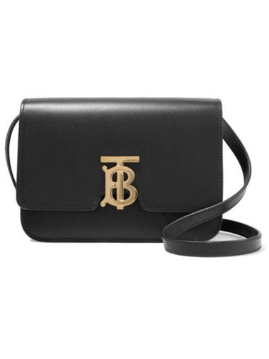 TB Logo Medium Leather Cross Bag Black - BURBERRY - BALAAN 1