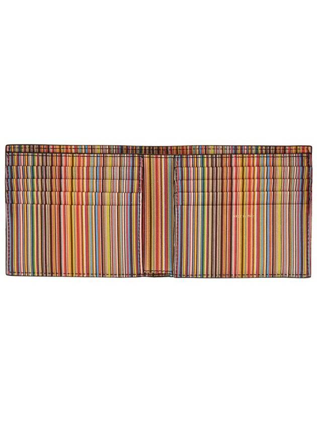 Men's Logo Signature Stripe Leather Half Wallet Black - PAUL SMITH - BALAAN 4