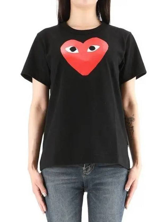 Women s Heart Short Sleeve T Shirt P1T111 BLACK 271561 - COMME DES GARCONS - BALAAN 1