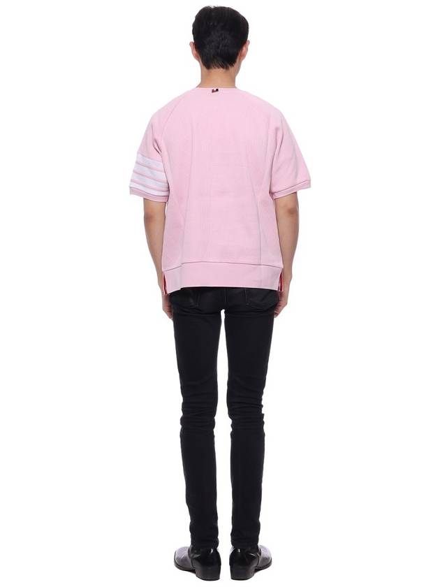 Waffle 4 Bar Armband Short Sleeve T-Shirt Pink - THOM BROWNE - BALAAN 6