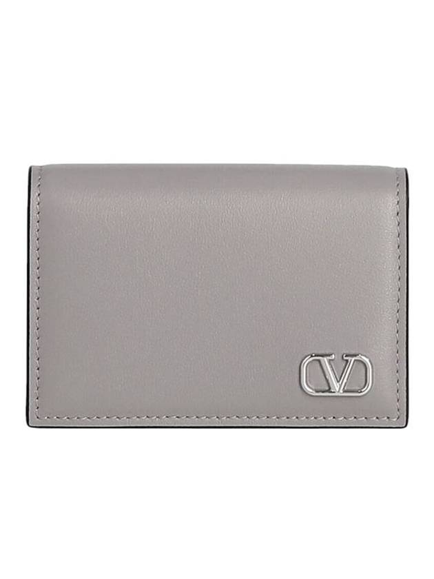 V Logo Card Wallet Grey - VALENTINO - BALAAN 1