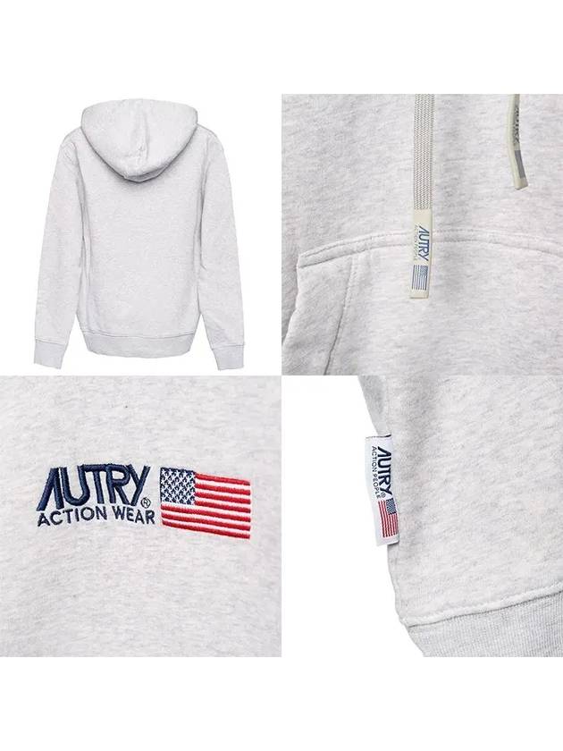 Embroidered Iconic Logo Cotton Hoodie Grey - AUTRY - BALAAN 3