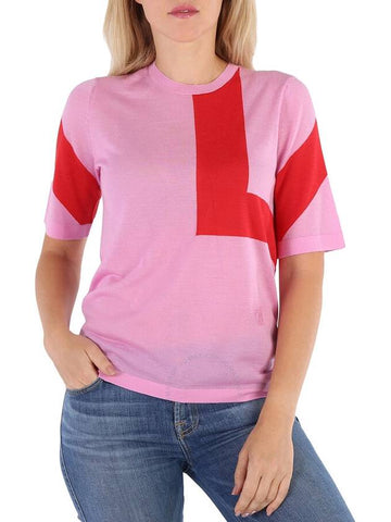 Burberry Ladies Primrose Pink Graphic Mirar Knit Top, Size Large - BURBERRY - BALAAN 1