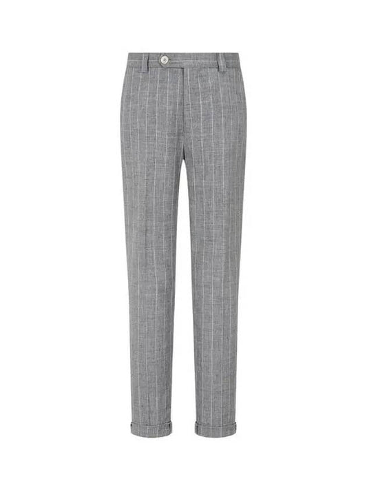 Men s Striped Linen Blend Pants Gray 271265 - BRUNELLO CUCINELLI - BALAAN 1