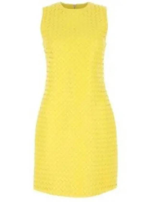 Intrecciato Leather Midi Dress Yellow - BOTTEGA VENETA - BALAAN 2