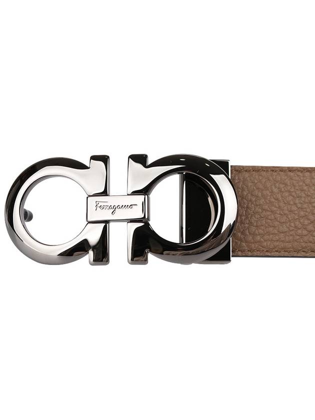 Gancini Reversible Adjustable Leather Belt Cane Sugar Brown Black - SALVATORE FERRAGAMO - BALAAN 6