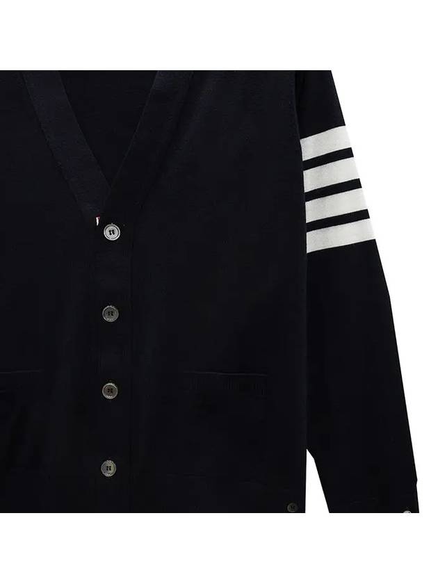 Men's Sustainable Classic Diagonal Wool Cardigan Navy - THOM BROWNE - BALAAN 3