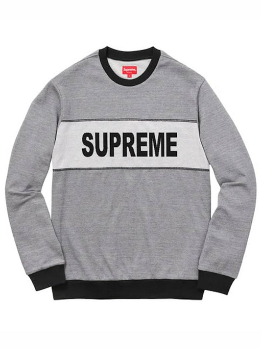 Tonal Stripe Logo Crewneck Black - SUPREME - BALAAN 1