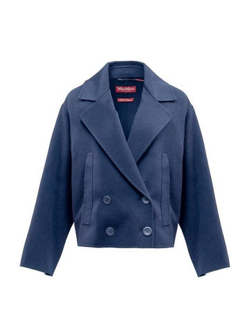 Celso Cropped Double Breasted Jacket Blue - MAX MARA - BALAAN 1