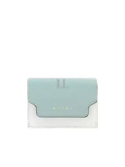 Saffiano Color Block Tri-Fold Half Wallet Blue - MARNI - BALAAN 2