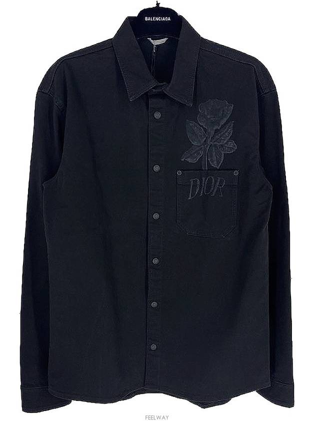 Foxton Tonal Flower Over Long Sleeve Shirt Black - DIOR - BALAAN 3