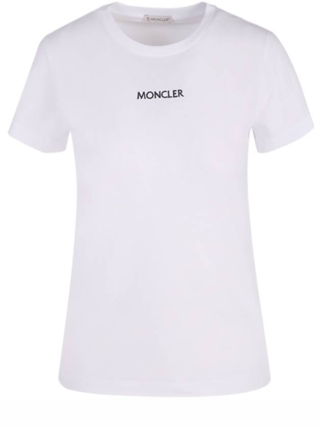 embroidered logo round short sleeve t-shirt white - MONCLER - BALAAN.