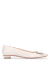 Women's Belle Vivier Metal Buckle Pumps Flat Shoes Cream - ROGER VIVIER - BALAAN 1