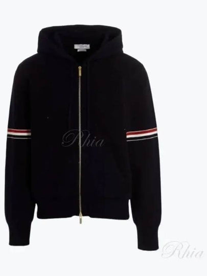 Cotton Milano Armband Zip Up Hoodie Navy - THOM BROWNE - BALAAN 2