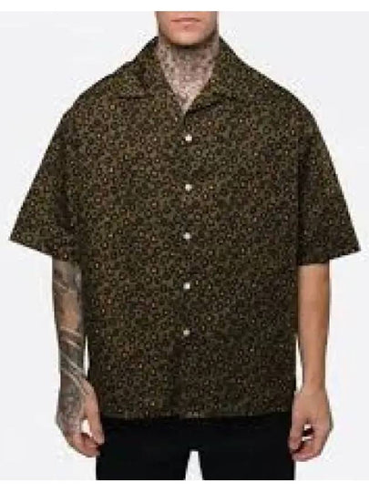 Hana Leopard Print Cotton Short Sleeve Shirt Green - KENZO - BALAAN 2