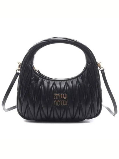 Wander Matelassé Nappa Leather Hobo Tote Bag Black - MIU MIU - BALAAN 2