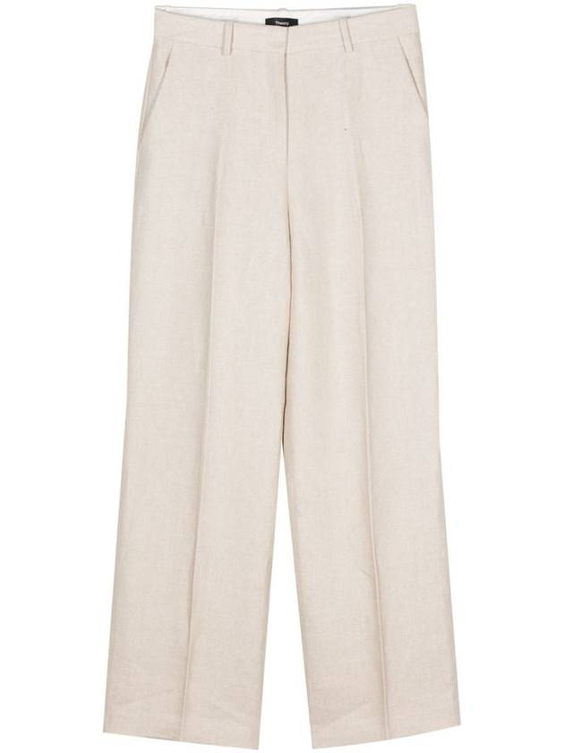 Theory Straight-Leg Pant In Basket Weave Linen - THEORY - BALAAN 1