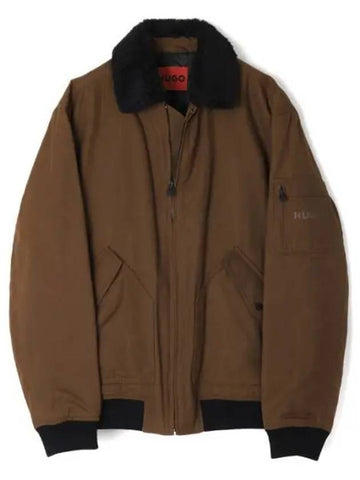 Teddy Collar Water Repellent Padded Bomber Jacket Brown - HUGO BOSS - BALAAN 1