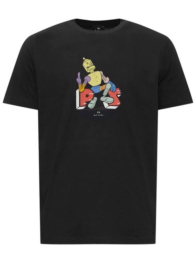 Robot Print Cotton Short Sleeve T-Shirt Black - PAUL SMITH - BALAAN 1