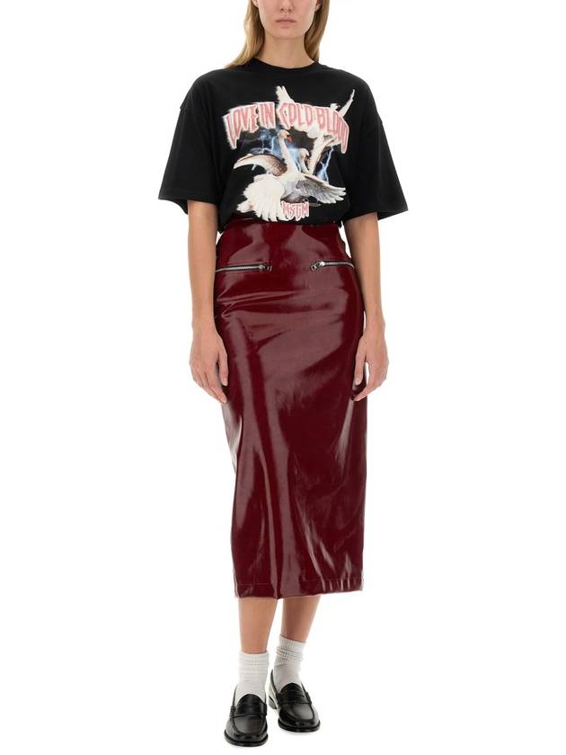 Patent leather midi H line skirt red - MSGM - BALAAN 4