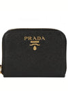 Metal Logo Saffiano Coin Card Wallet Black - PRADA - BALAAN 2