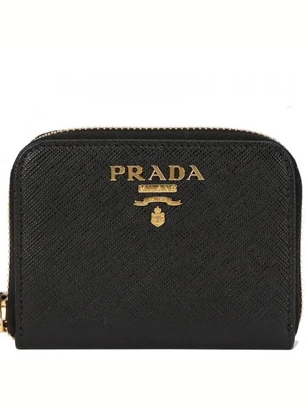 Metal Logo Saffiano Coin Card Wallet Black - PRADA - BALAAN 2