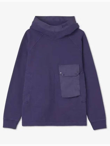 Garment dyed cotton jersey pocket hood purple blue 22CTCUF08145774FW22 - TEN C - BALAAN 1