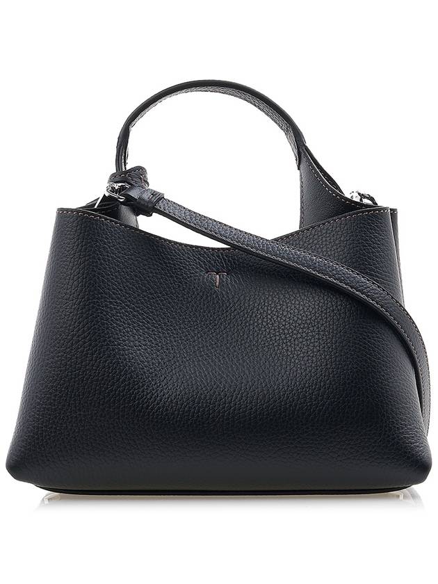 Logo Charm Leather Micro Tote Bag Black - TOD'S - BALAAN 4