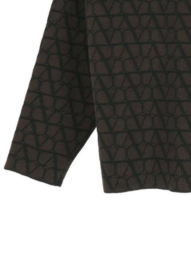 Toile Iconographe Wool Crew Neck Knit Top Brown - VALENTINO - BALAAN 4