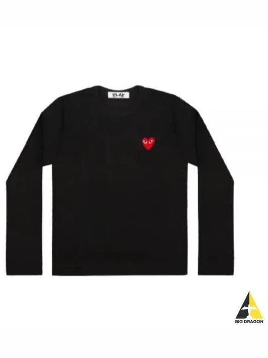 Red Heart Wappen Long-Sleeve T-Shirt Black P1 T118 1 - COMME DES GARCONS - BALAAN