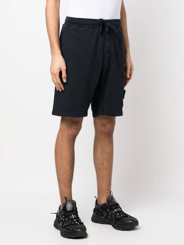 Cotton Fleece Cargo Bermuda Shorts Navy - STONE ISLAND - BALAAN 4