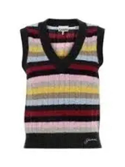 V-Neck Striped Knit Vest - GANNI - BALAAN 2