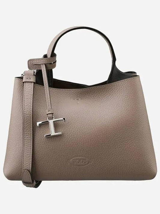 Logo Charm Leather Micro Tote Bag Grey - TOD'S - BALAAN 2