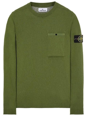 Wappen Patch Low Pocket Knit Top Olive - STONE ISLAND - BALAAN 1