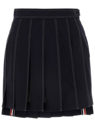 Short Pleated Skirt Navy - THOM BROWNE - BALAAN 2