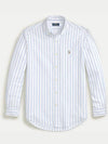 Embroidered Pony Logo Striped Long Sleeve Shirt Light Blue - POLO RALPH LAUREN - BALAAN 2