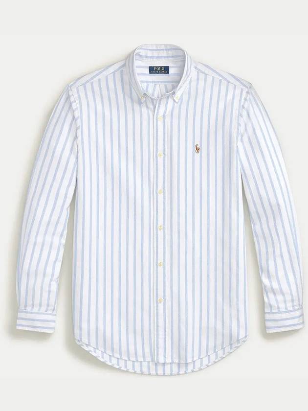 Embroidered Pony Logo Striped Long Sleeve Shirt Light Blue - POLO RALPH LAUREN - BALAAN 2