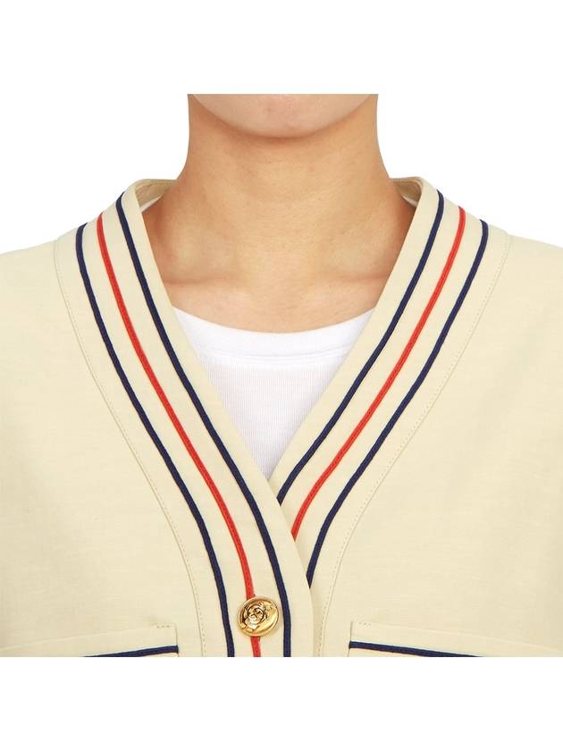 Anchor Applique Cropped Cardigan Beige - GUCCI - BALAAN 7