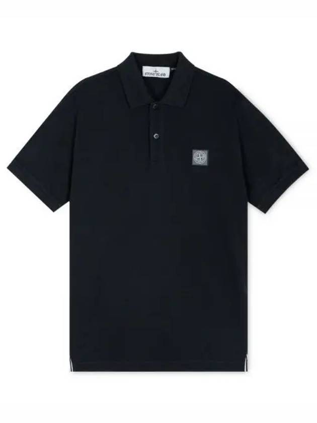 Logo Patch Short Sleeve Polo Shirt Navy - STONE ISLAND - BALAAN 2