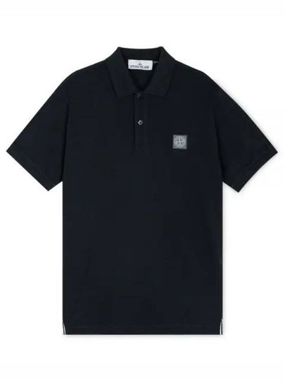 Logo Patch Short Sleeve Polo Shirt Navy - STONE ISLAND - BALAAN 2