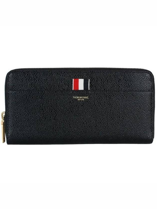 Grosgrain Tab Leather Continental Long Wallet Black - THOM BROWNE - BALAAN 1