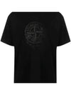 Men's Logo Print Crew Neck Short Sleeve T-Shirt Black - STONE ISLAND - BALAAN 2