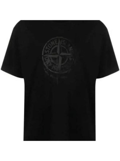 Men's Logo Print Crew Neck Short Sleeve T-Shirt Black - STONE ISLAND - BALAAN 2